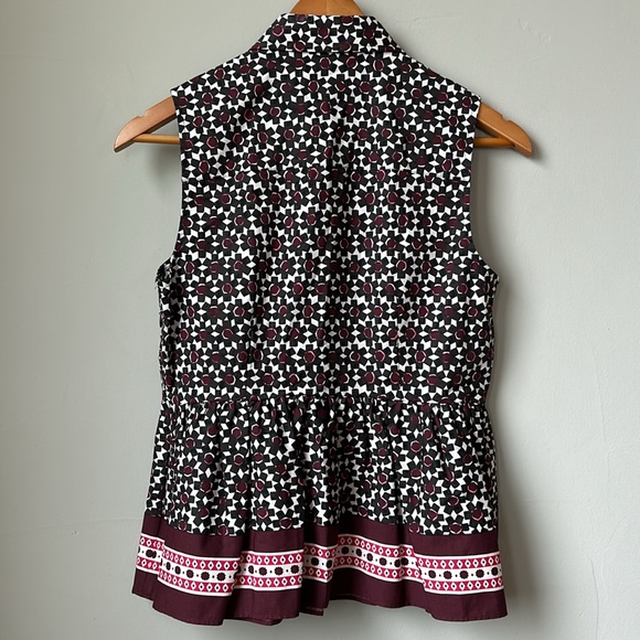 KATE SPADE NWT maroon and pink flower peplum sleeveless top size M - Picture 7 of 7